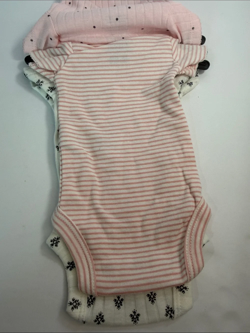 Carter's Pink Ribbed Dot Short-Sleeve Baby Bodysuit